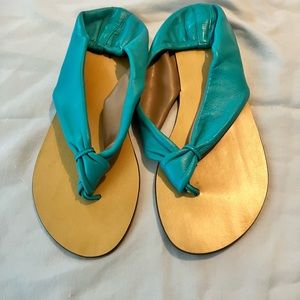 Kimchi Blue Turquoise Leather Thong Sandal Size 7.5